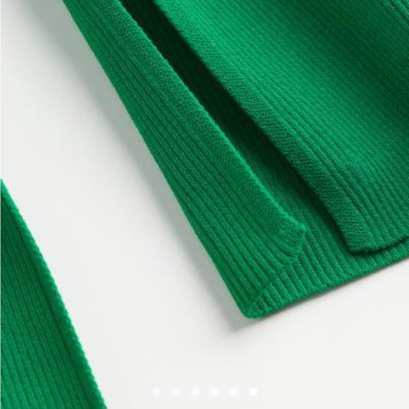 H&M Kelly Green Knit Flared Slit Hem Pull On Legging Pants - Picture 8 of 9